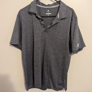 EUC Adidas Mens XL Heather Grey Golf Polo Shirt Short Sleeves Logo